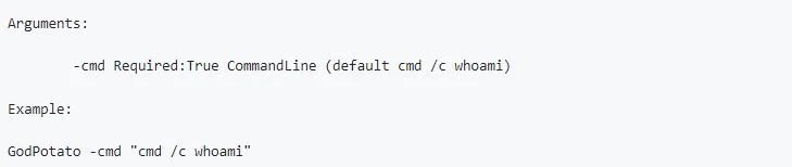 GodPotato executing a command with SYSTEM-level privileges