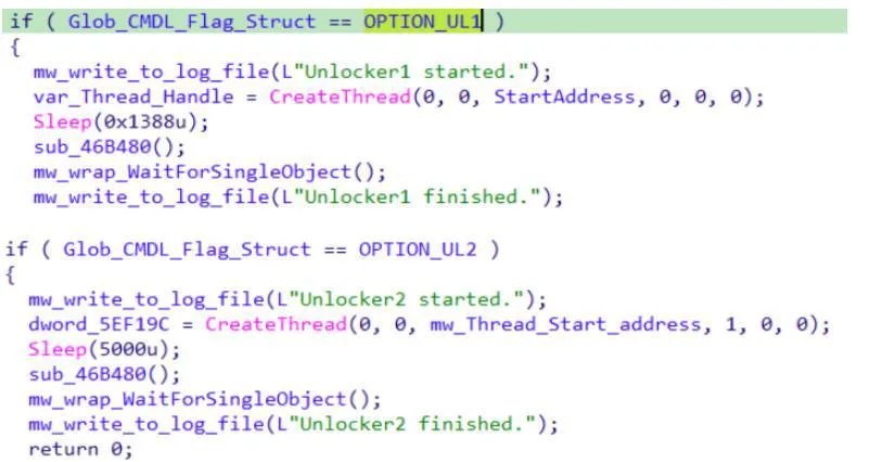 Creation of the unlocker1 and unlocker2 processes