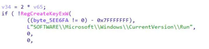 Persistence established through the registry Run key